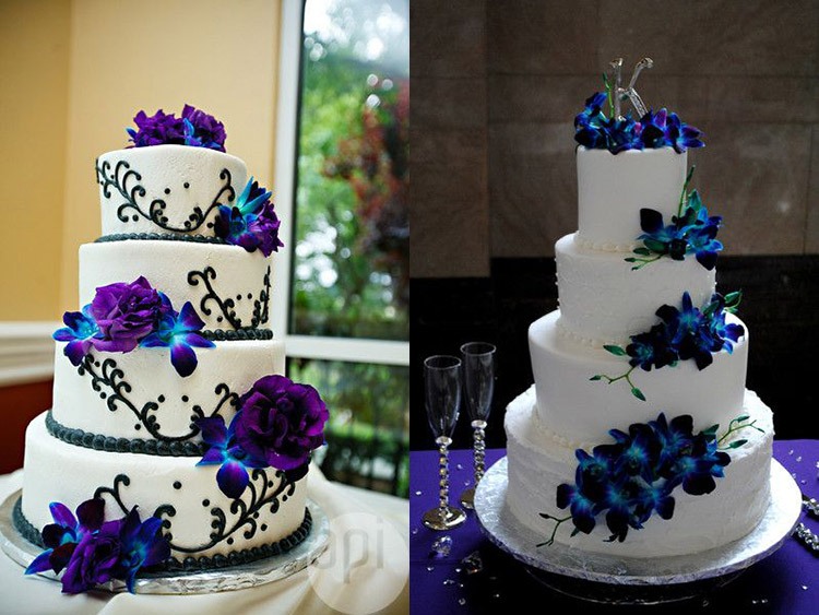 Красивые торты на свадьбу в кобальтовом цвете